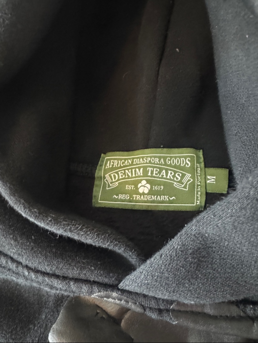 Black on black denim tear hoodie - Picture 2 of 6